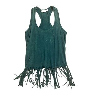 Teal Fringe Tank Top